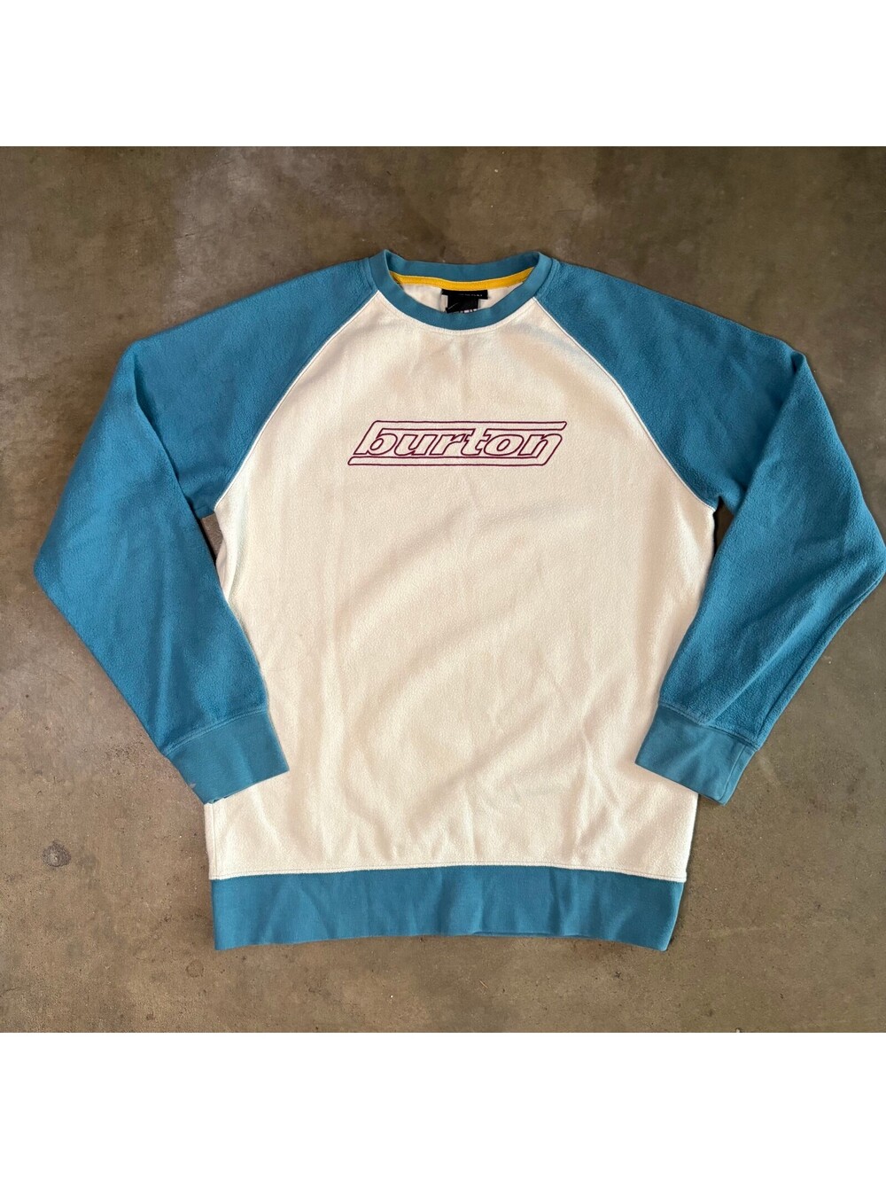 Burton Men Sz Small Blue & White Fleece Pullover Sweatshirt